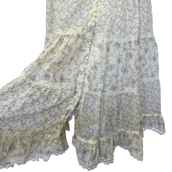 Gunne Sax Jessicas Gunnies Floral Print Midi Skirt Size S 9 Prairie Peasant - Picture 6 of 11